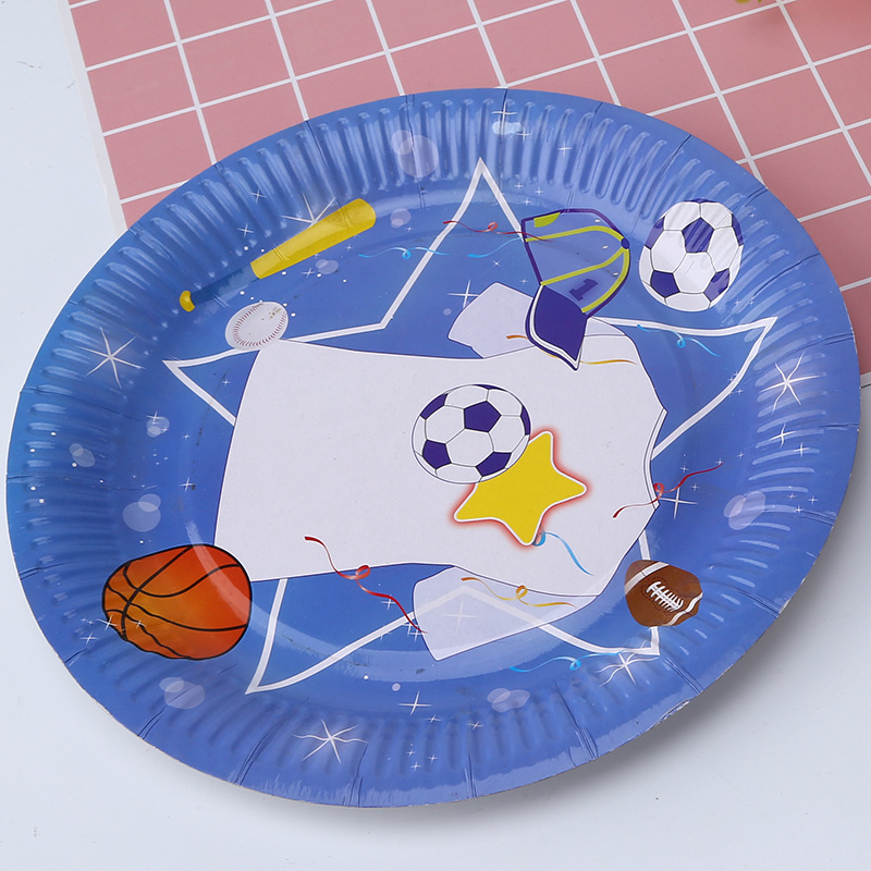 Hot Disposable Paper Plate Creative Pattern Cake Barbecue Green Paper Plate Wholesale Round Paper Tray details Picture