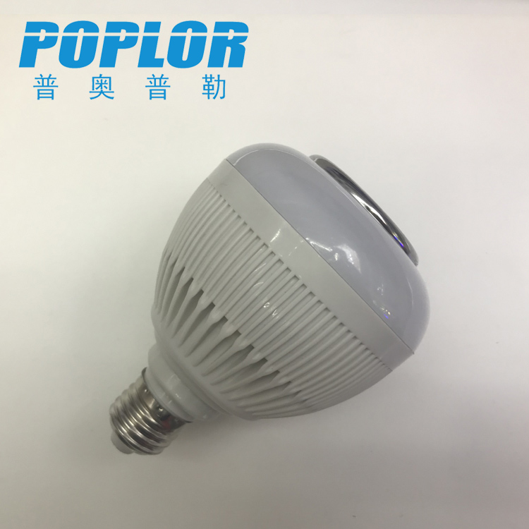 LED智能蓝牙音响球泡灯 12W七彩RGBW调光遥控灯泡细节图