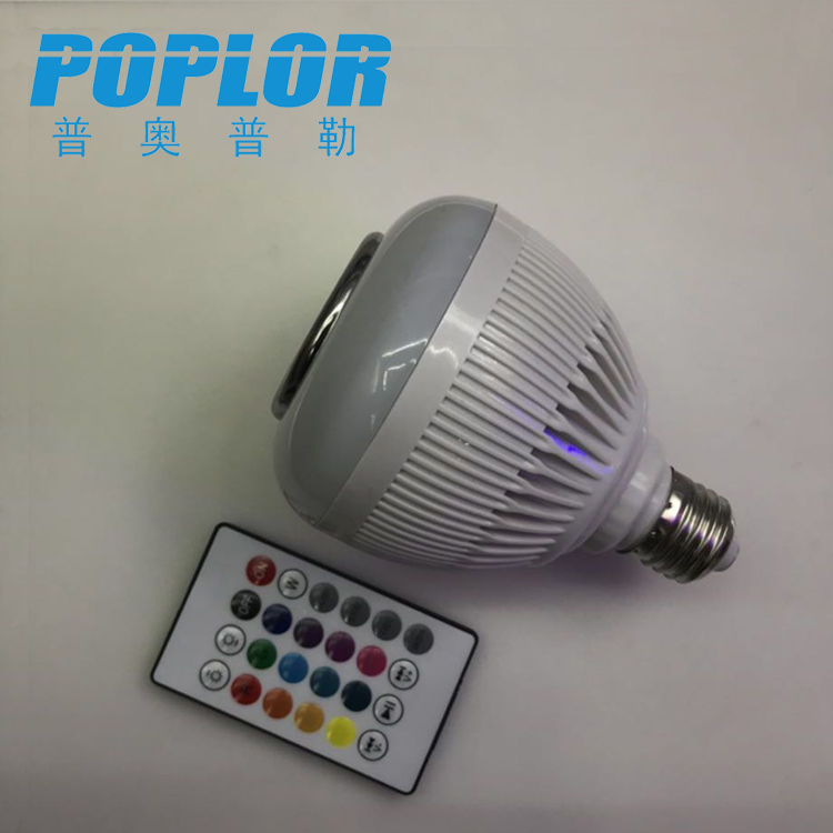 LED智能蓝牙音响球泡灯 12W七彩RGBW调光遥控灯泡