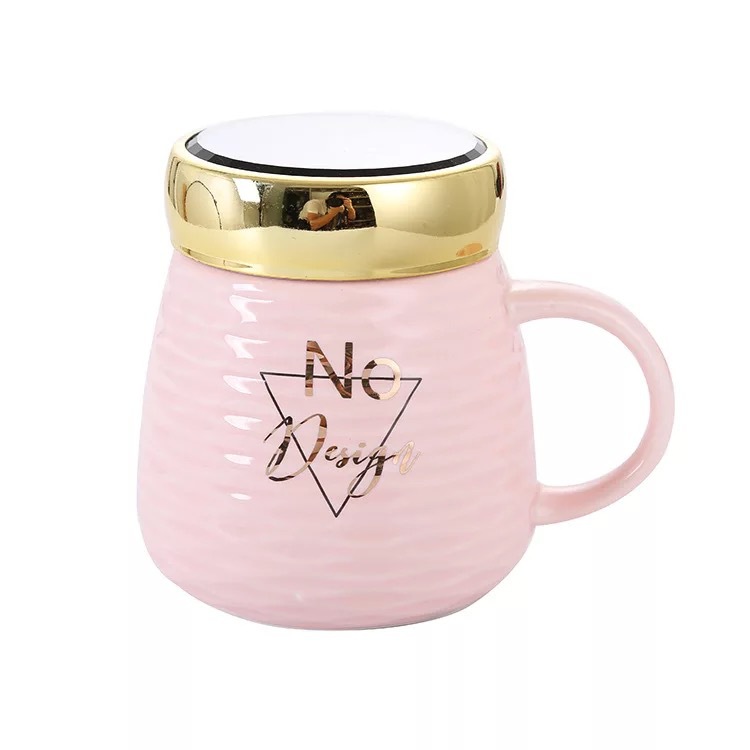 New creative Korean-style ceramic cups, fresh and light embossed mugs, simple couple mirror cups, large-capacity water cups Specification image