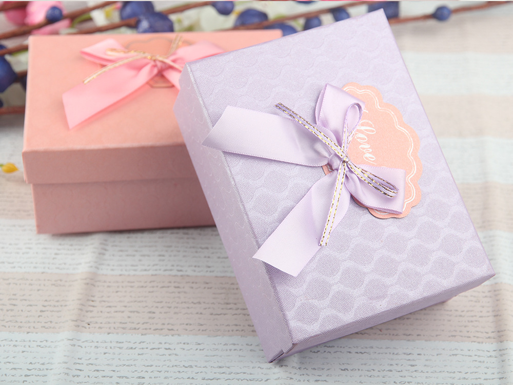 批发花纹柔粉色系礼物包装 现货长方形包装盒 礼品盒蝴蝶结 金华产品图