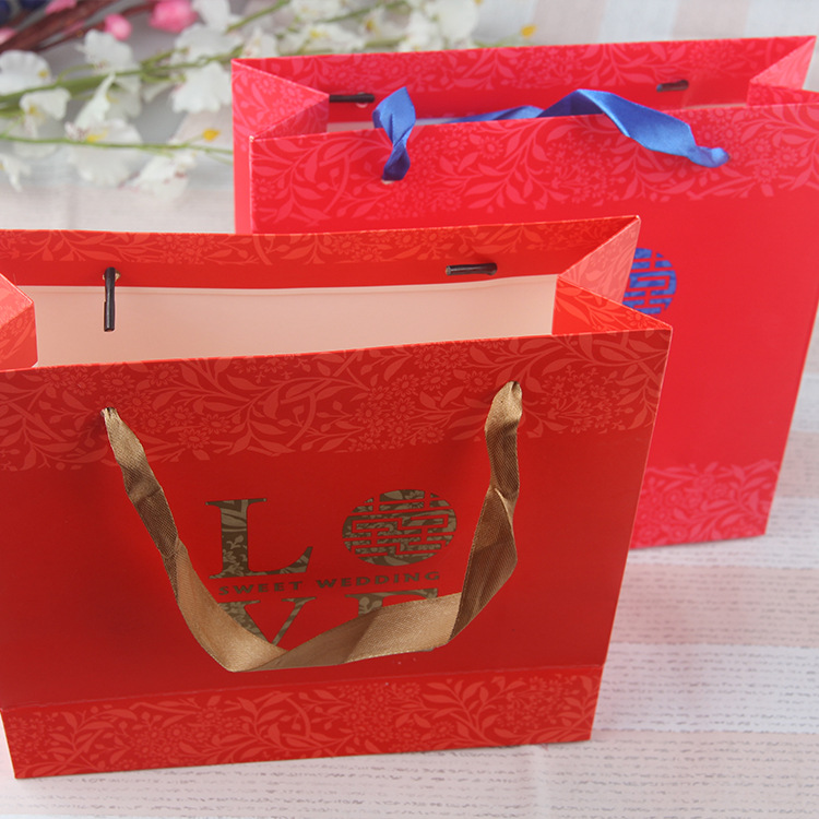 红色纸袋 红色喜庆回礼 结婚包装婚庆用品 婚礼手提袋 礼品袋婚礼详情图3