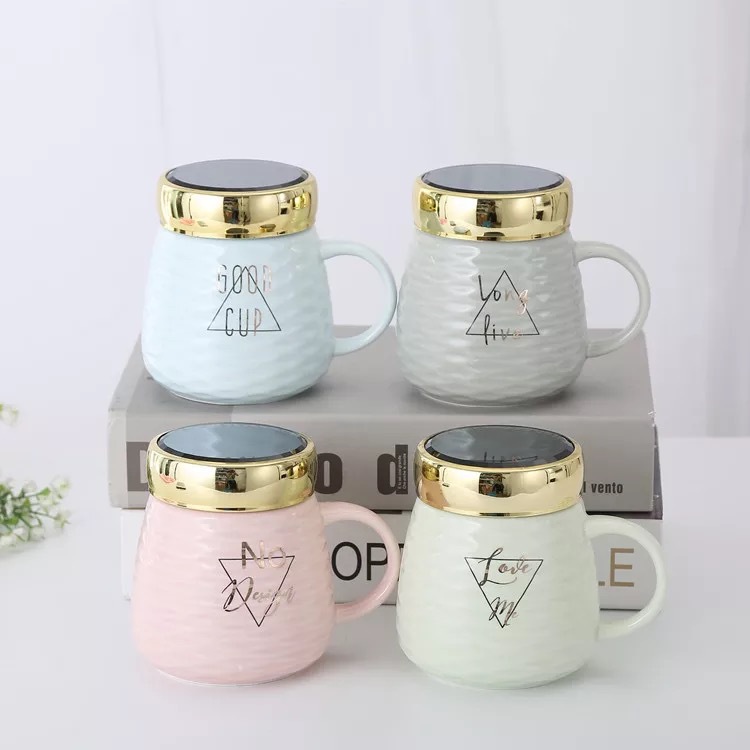 New creative Korean-style ceramic cups, fresh and light embossed mugs, simple couple mirror cups, large-capacity water cups Application Scenario