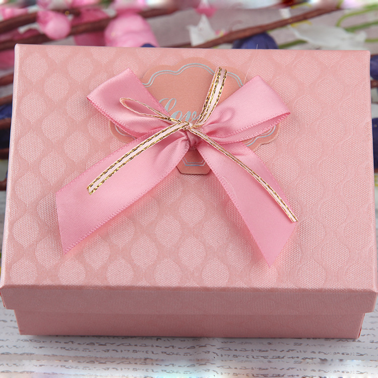 批发花纹柔粉色系礼物包装 现货长方形包装盒 礼品盒蝴蝶结 金华细节图
