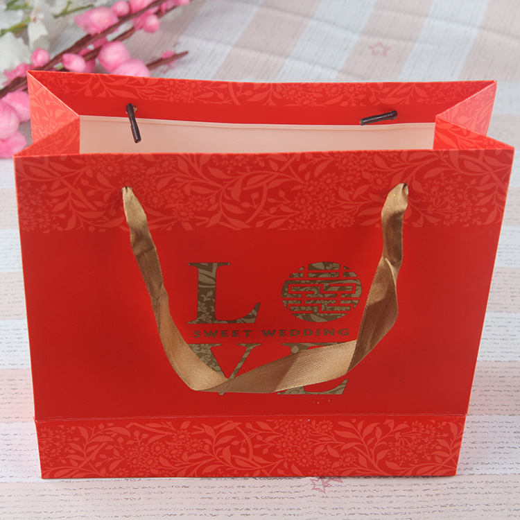 红色纸袋 红色喜庆回礼 结婚包装婚庆用品 婚礼手提袋 礼品袋婚礼详情图1