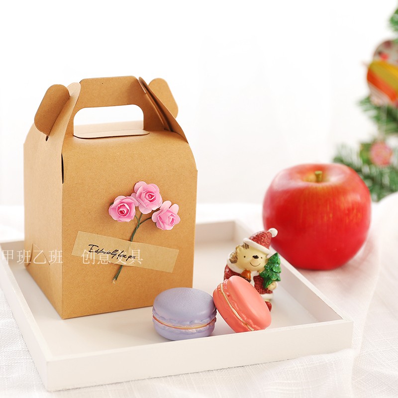 New Creative Simple Kraft Paper Diy Stickers Christmas Flower Apple Gift Box Christmas Eve Apple Box Gift Box Application Scenario