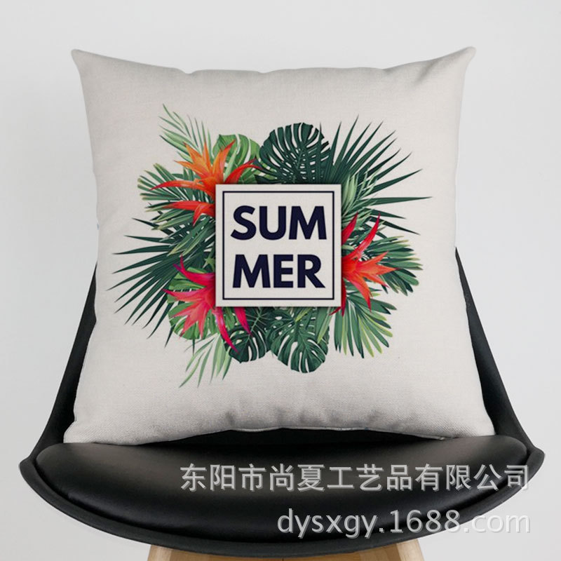 Factory Direct Digital Printing Cotton Linen Tropical Plants American Garden Pillow Case Cushion Cover Customization details Picture