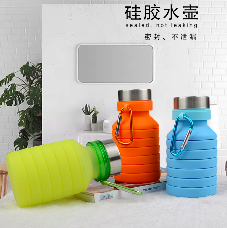 创意硅胶伸缩水杯户外运动水壶便携带盖夏季补水降温杯子定制