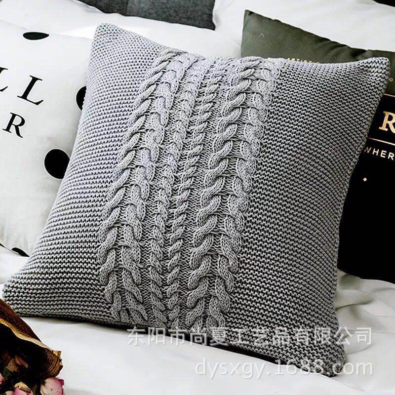 ins北欧风毛线针织沙发抱枕靠垫方形枕头抱枕套靠枕细节图