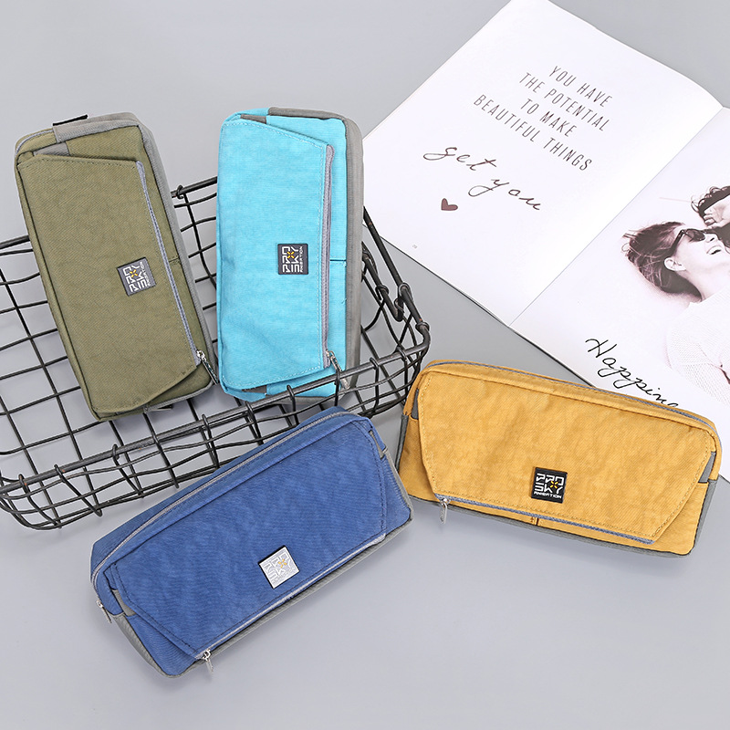 Senior Students Creative Large Capacity Multi-Functional Canvas High-End Pencil Bag Pencil Bag Stationery Bag Pencil Case details Picture