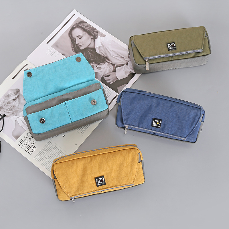 Senior Students Creative Large Capacity Multi-Functional Canvas High-End Pencil Bag Pencil Bag Stationery Bag Pencil Case Specification drawing