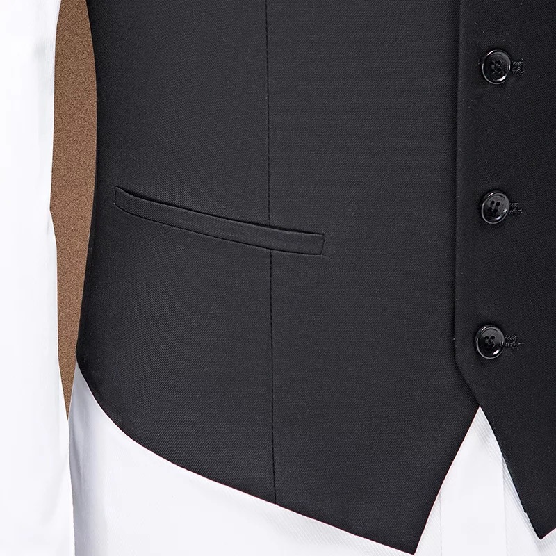 Official Factory direct sales of high-end business men's suit vests in solid colors with single-breasted buttons, slimming work suit vests details Picture