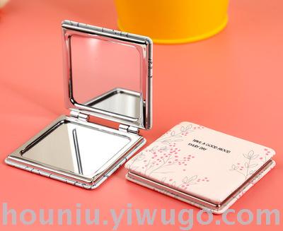 The pocket pocket of the fresh and floral makeup mirror for girls is portable and magnified thumbnail