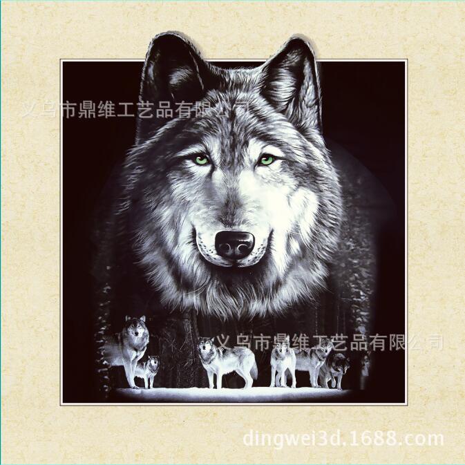 厂家生产定制批发3D 5D立体画 三维立体画 狼 印第安40*40 现货产品图