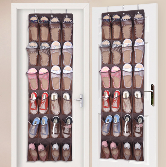 新品24格无纺布袋门后鞋子收纳挂袋 网布艺悬挂式收纳袋家居用品