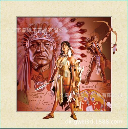 厂家生产定制批发3D 5D立体画 三维立体画 狼 印第安40*40 现货细节图