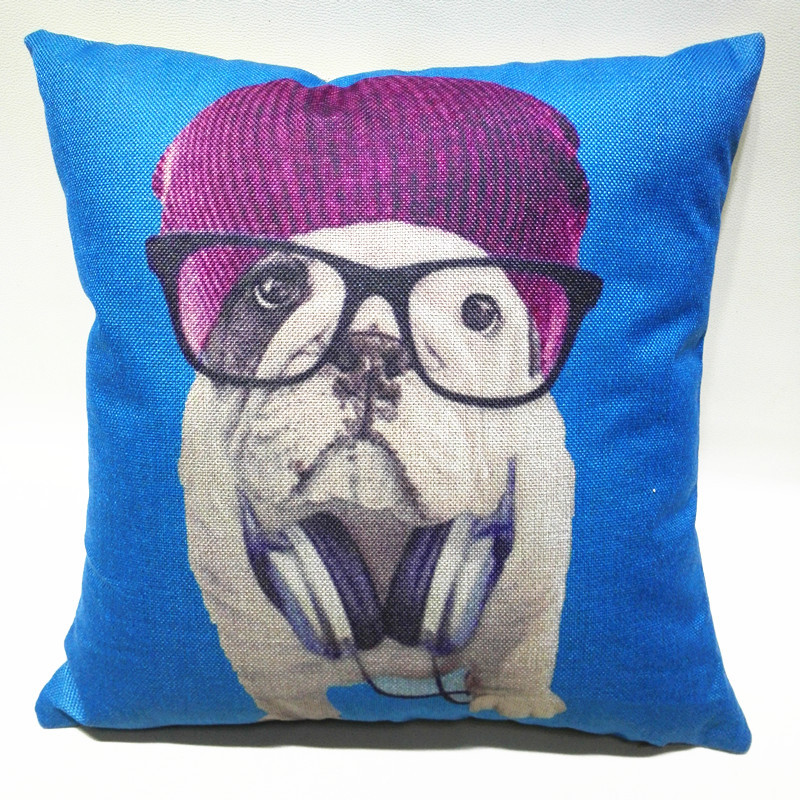 2016新款爆款中式亚麻抱枕 汽车沙发靠垫 小狗抱枕厂家直销不含芯