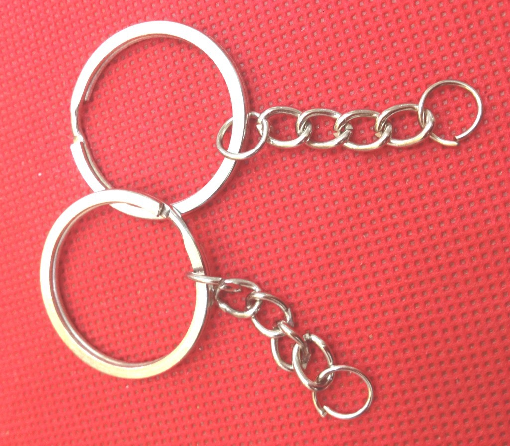 厂家直销优质DIY铁钥匙圈 25MM扁圈带链扁圈 圆圈 现货批发