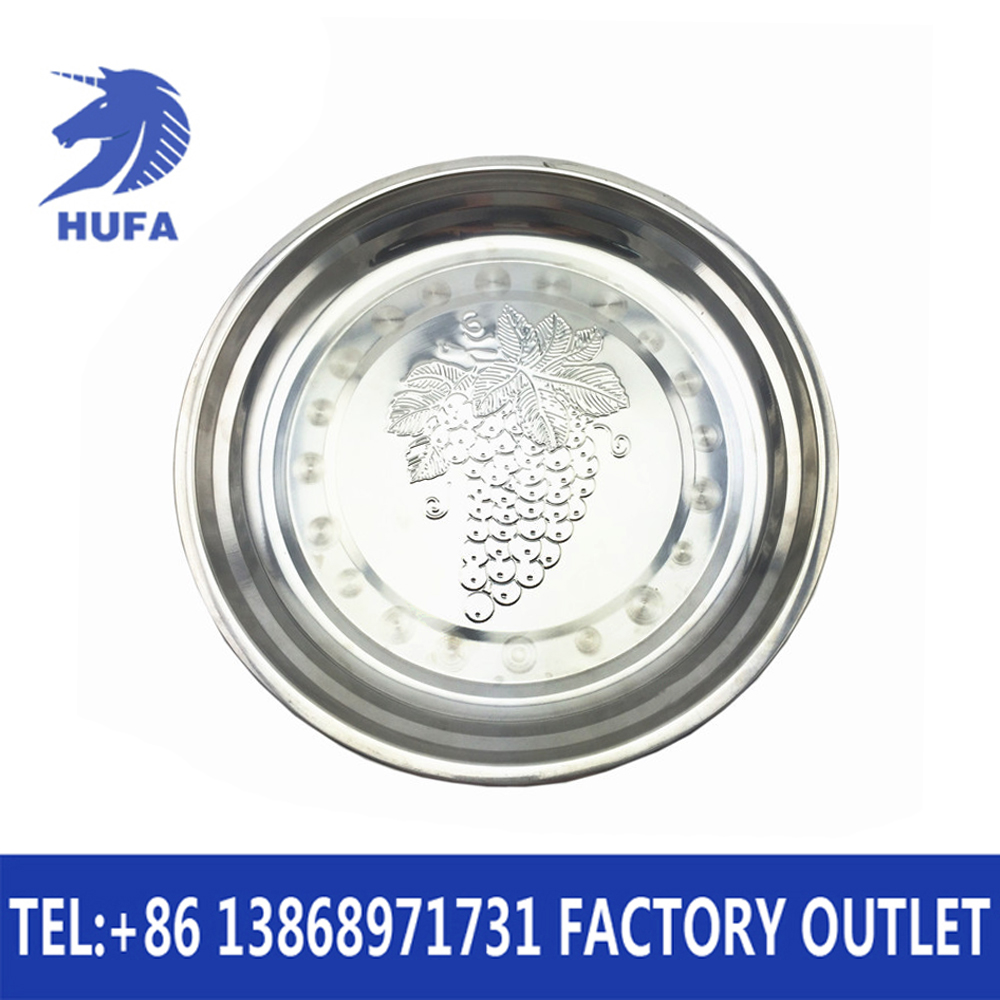 Stainless steel flower picking large round longevity deep dish grape flower plate rice plate fruit plate thumbnail