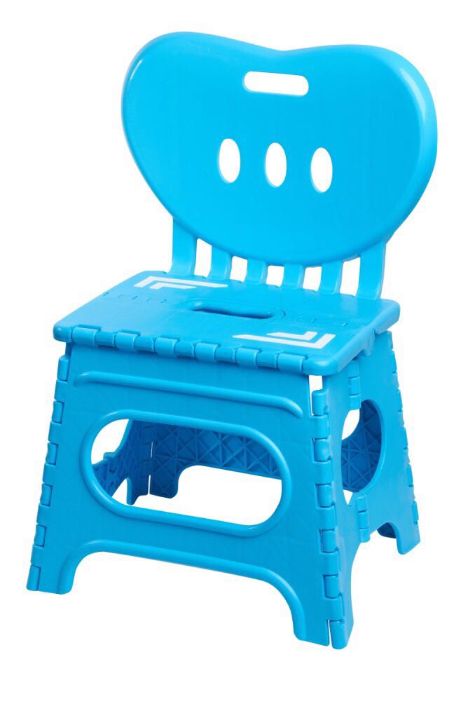 The large folding backrest stool has a seat height of 27cm Specification image