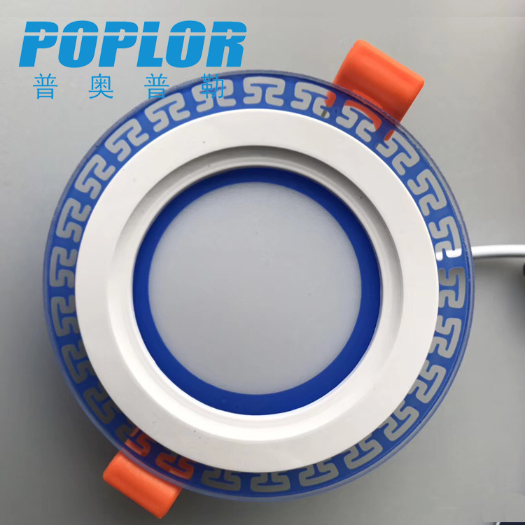 LED colored edge glass panel light 6W round panel light Aluminum PC constant current pattern edge