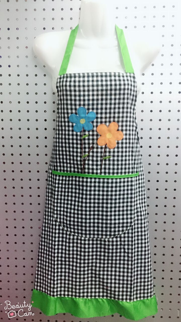 Cotton Plaid Apron Embroidered Apron Strap Apron Korean Apron Anti-Fouling Apron details Picture