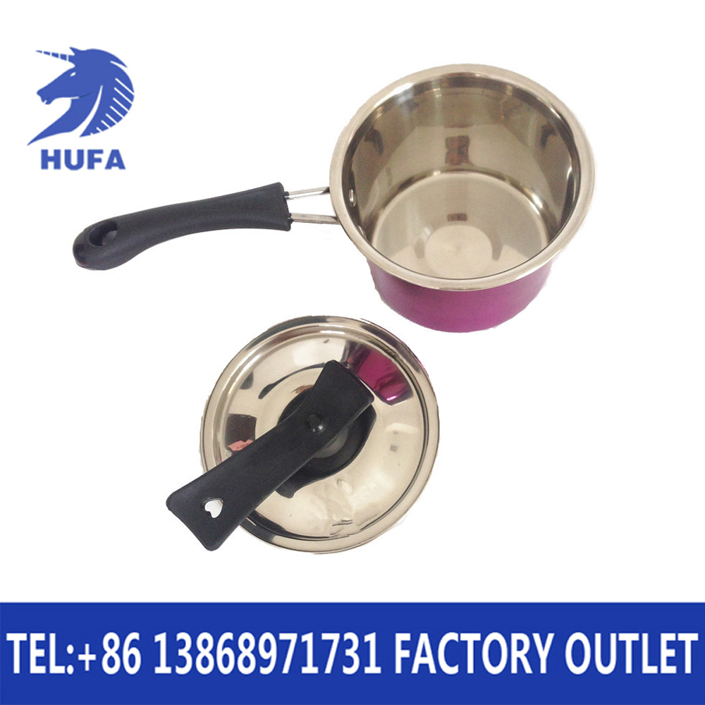 Stainless steel pot set Color stainless steel pot set three pieces all steel stainless steel pot set gift pot three pieces milk pot soup pot cooking pot combination. Business Gifts Household kitchenware details Picture