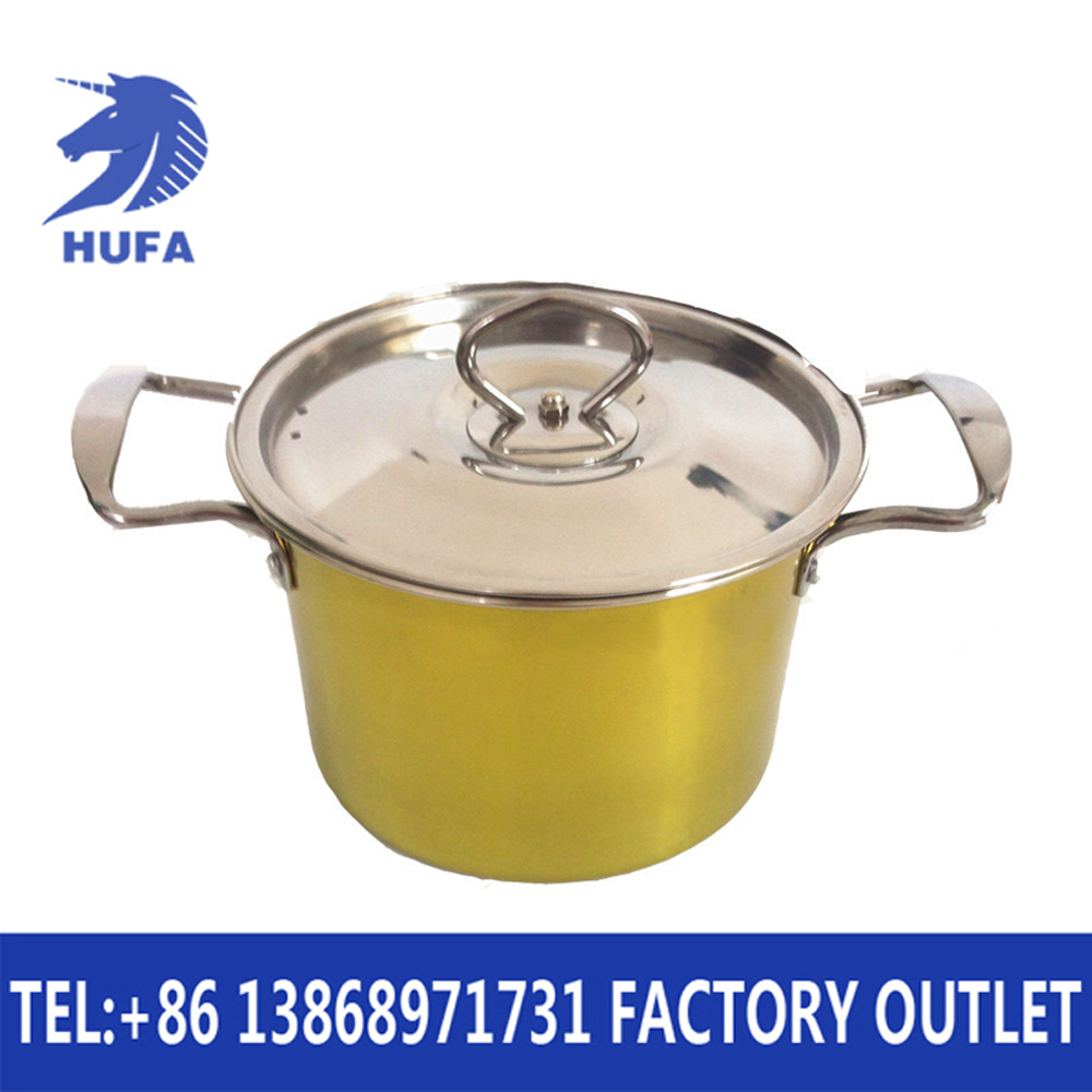Stainless steel pot set Color stainless steel pot set three pieces all steel stainless steel pot set gift pot three pieces milk pot soup pot cooking pot combination. Business Gifts Household kitchenware full figure