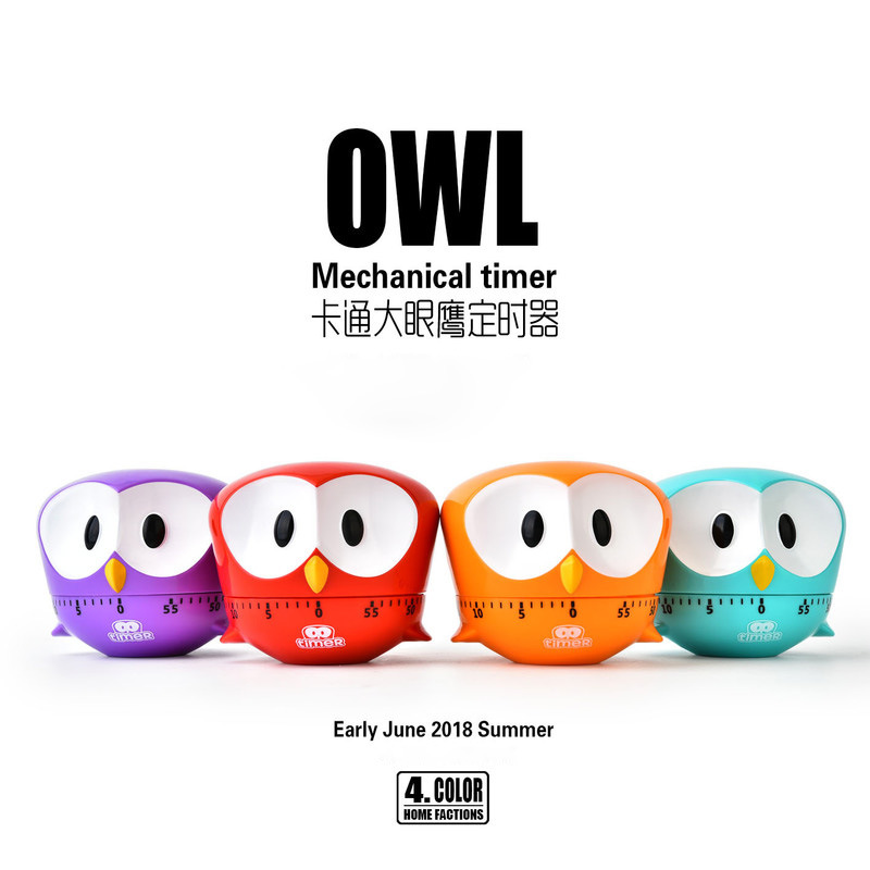 创意猫头鹰卡通定时器厨房自动提醒计时器闹钟电子机械LED倒计时产品图