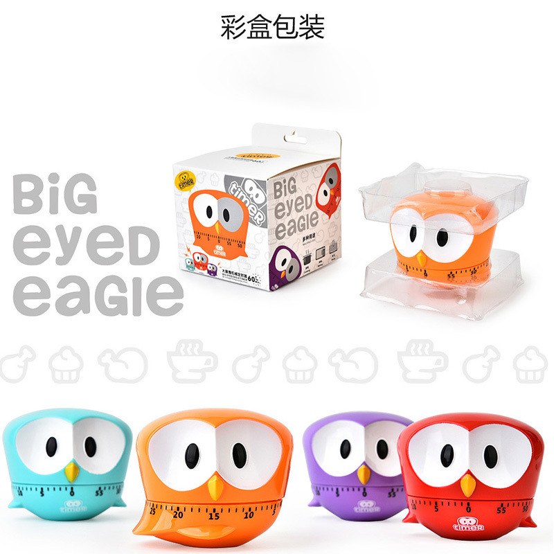 创意猫头鹰卡通定时器厨房自动提醒计时器闹钟电子机械LED倒计时细节图