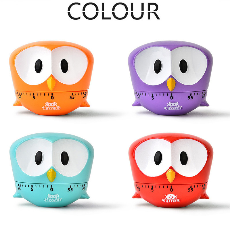 创意猫头鹰卡通定时器厨房自动提醒计时器闹钟电子机械LED倒计时