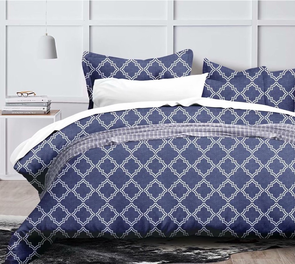Bedding four - piece set of simple fashion check geometric pattern details Picture