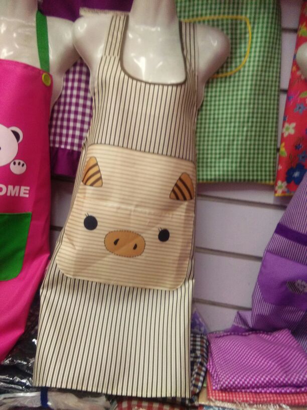 Satin peach chest curved Korean apron thumbnail