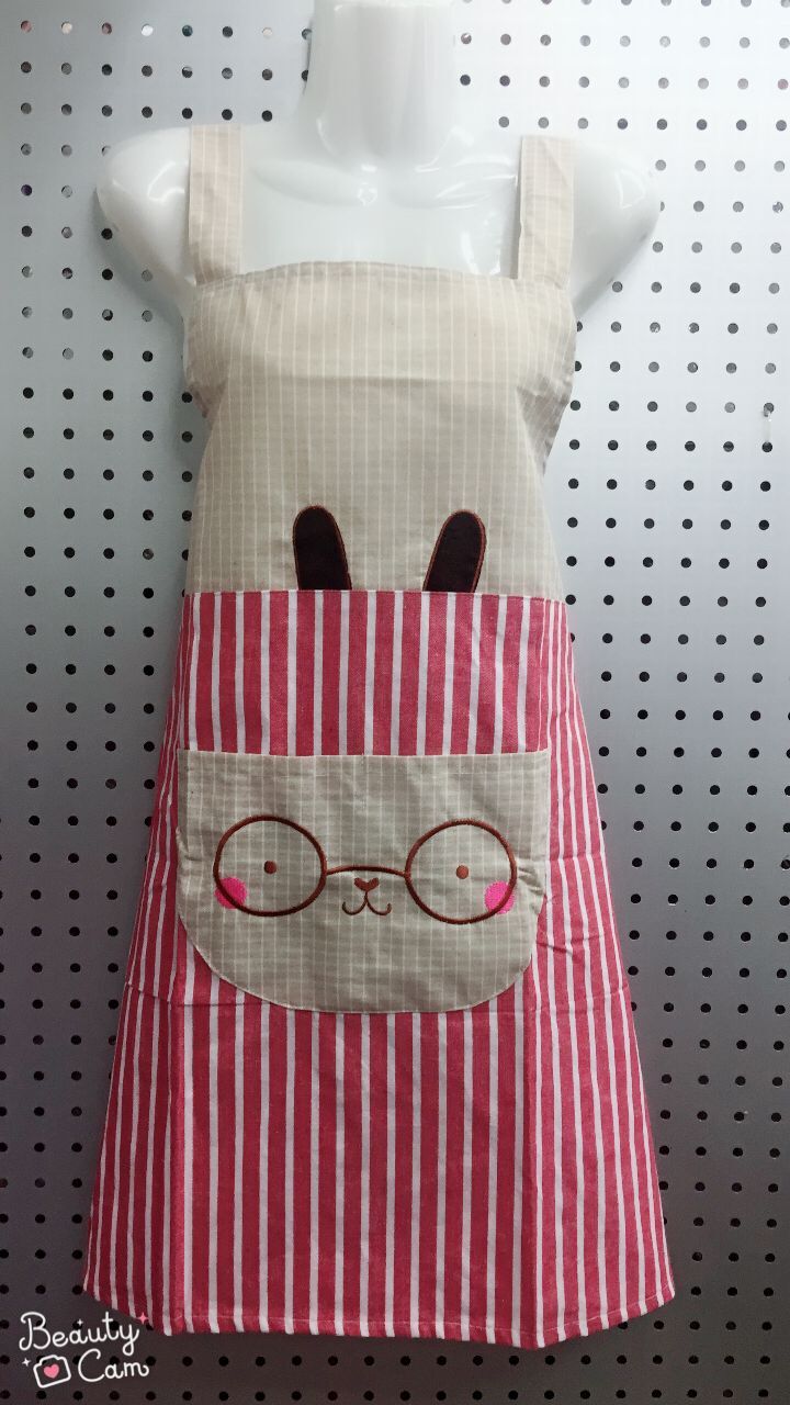 Cotton Plaid Embroidered Apron Korean Strap Apron Anti-Fouling Household Apron details Picture