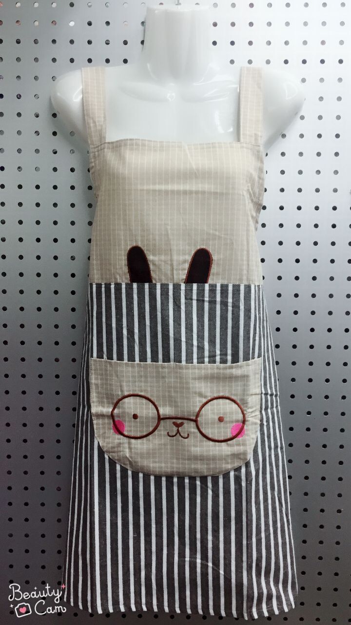 Cotton Plaid Embroidered Apron Korean Strap Apron Anti-Fouling Household Apron