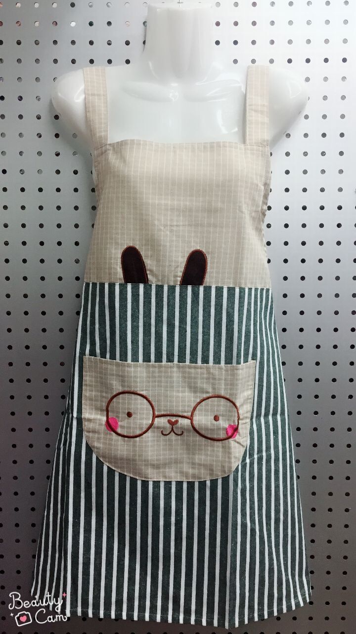 Cotton Plaid Embroidered Apron Korean Strap Apron Anti-Fouling Household Apron Specification drawing