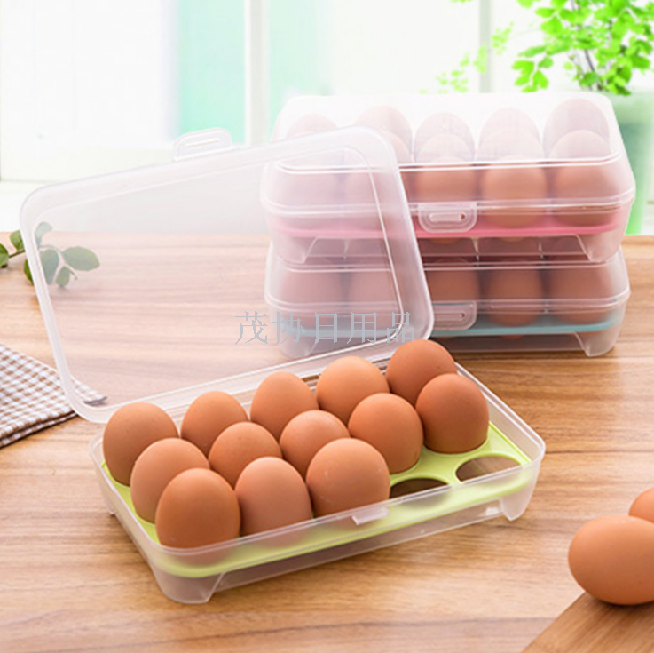 Plastic 15-cell egg anti-collision storage box Refrigerator storage box