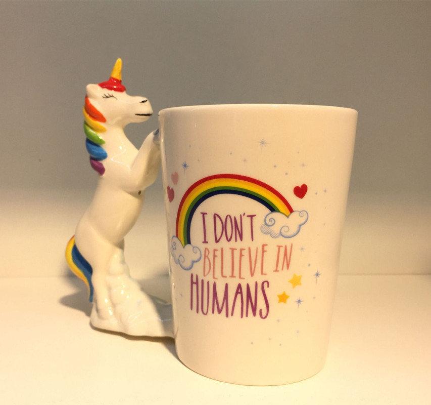 Creative Unicorn handle mug Stereoscopic Pony Polly Coffee mug Unicorn Color tea thumbnail