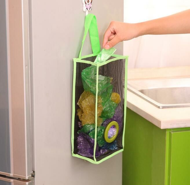 网格悬挂式抽取收纳袋折叠收纳挂袋储物盒垃圾袋收集盒纸巾盒