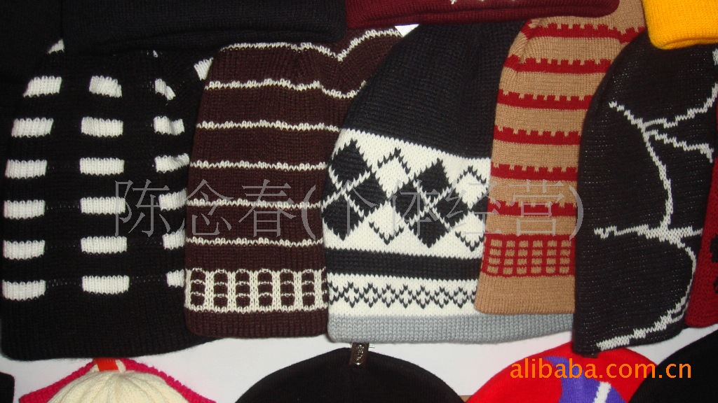 Jacquard hat, ski hat, knitted hat, computer-knitted hat, snow hat, striped hat Specification image