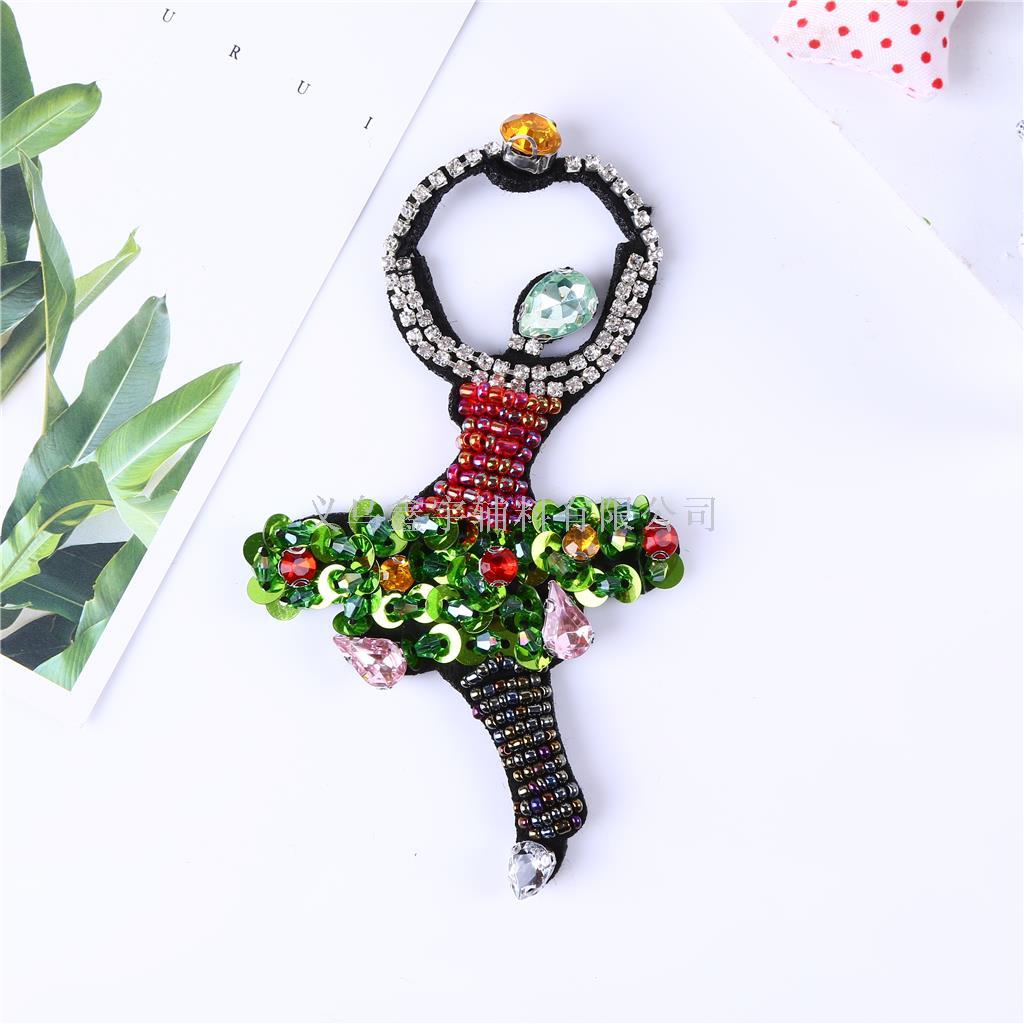 手工缝制布贴 水晶美人鱼高端服装辅料 现货厂家直销细节图