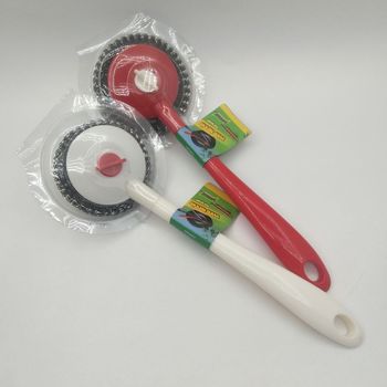 塑料柄清洁洗锅球钢丝球刷锅球可更换厨房清洁用品