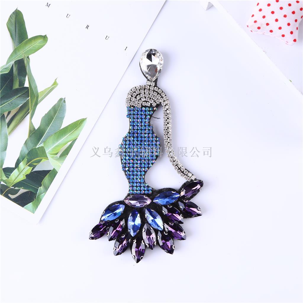 手工缝制布贴 水晶美人鱼高端服装辅料 现货厂家直销产品图