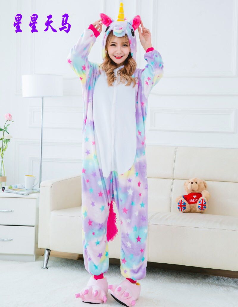 Animal pajamas Rainbow Pegasus Star Pegasus Unicorn Flannel Jumpsuit pajamas