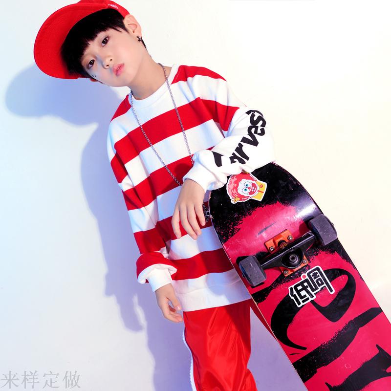 儿童街舞套装男童春秋韩版潮装小孩架子鼓表演出服装男孩卫衣长袖