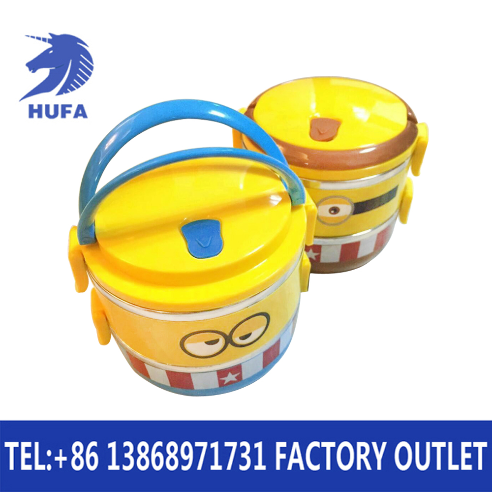 Minions Captain America lunchbox Cartoon lunchbox portable multi-layer cartoon office worker student Insulated round stainless steel lunchbox Plastic portable lunchbox Children lunchbox cartoon lunchbox