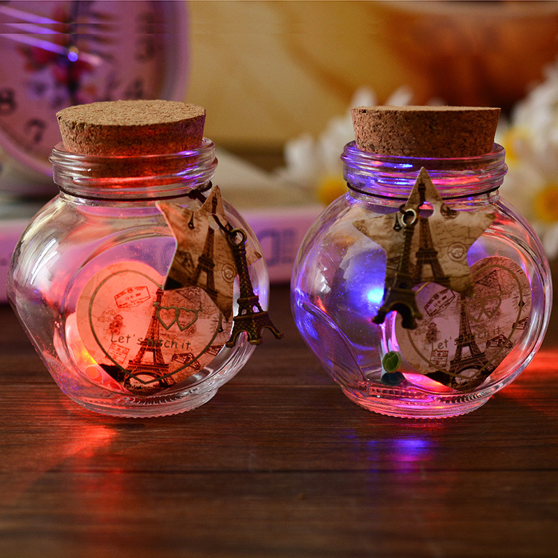 Flash wishing bottle 2 notes Paris iron plug glass bottle wish bottle drift bottle