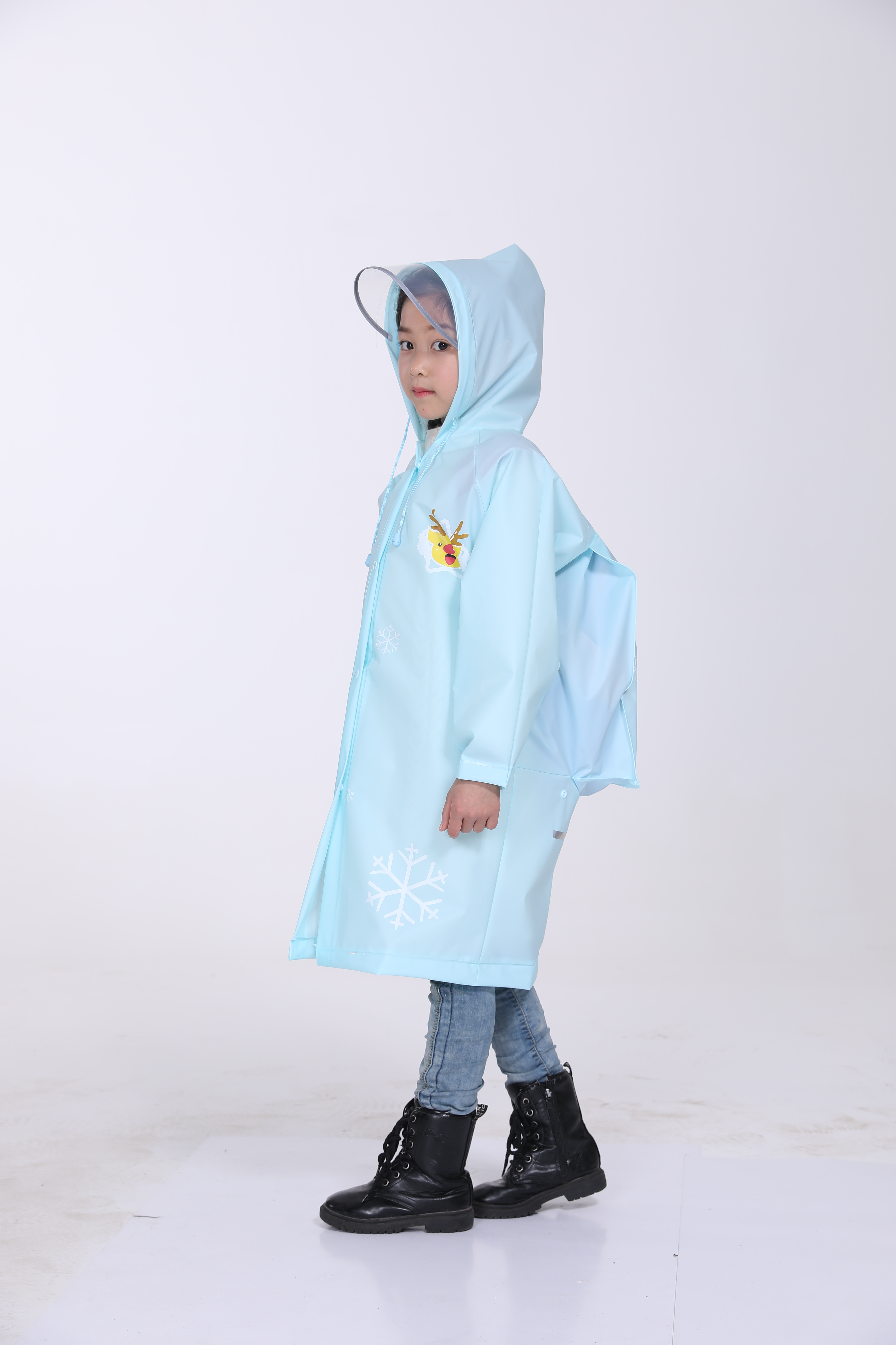 雨衣雨披雨具602 EVA韩版儿童环保雨衣背包款圣诞小鹿细节图