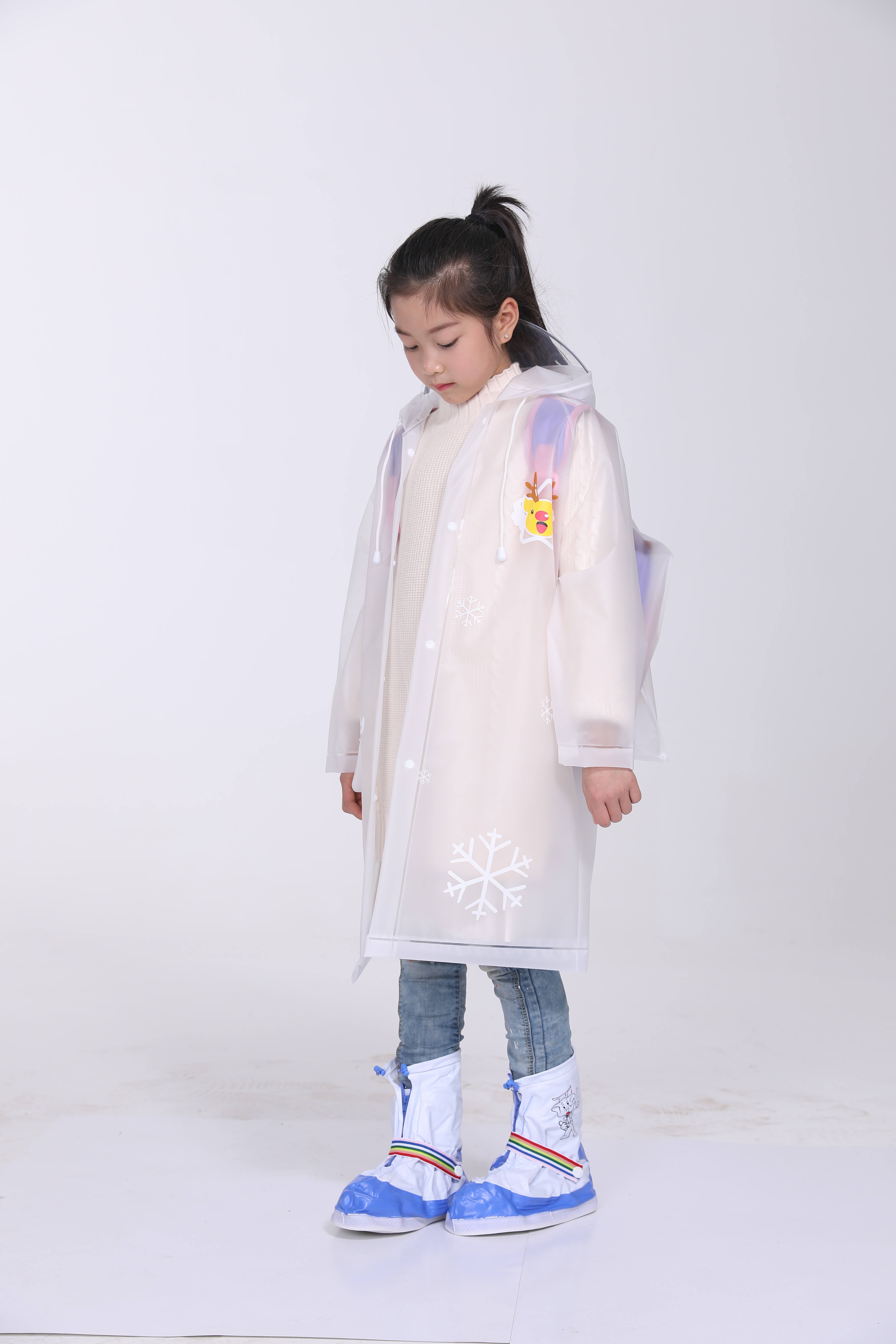 雨衣雨披雨具602 EVA韩版儿童环保雨衣背包款圣诞小鹿产品图