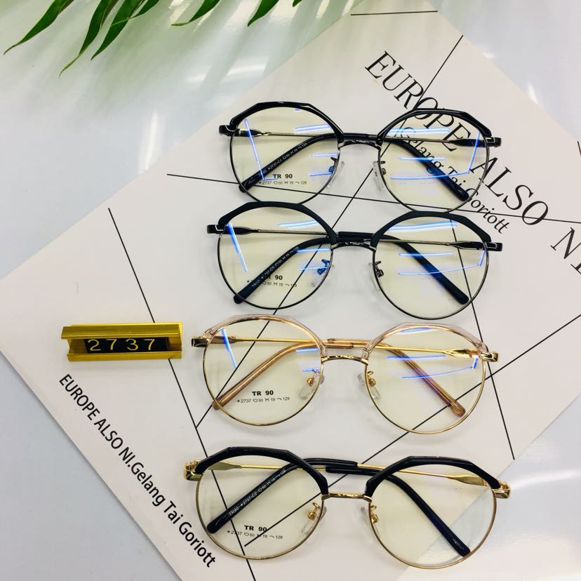 TR平光镜金属近视镜框韩版黑色百搭眼镜